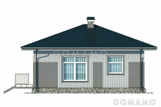 Проект современного одноэтажного дома из бруса с двумя жилыми комнатами  / Фасад 4