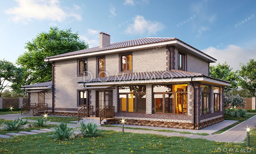 Проект дома с просторной верандой и гаражом / 3