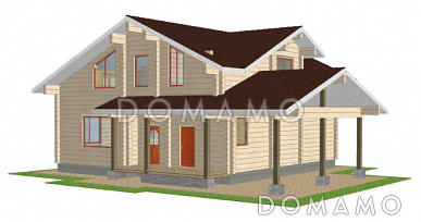 Проект дома из клееного бруса с отдельным входом в топочную Проект дома из клееного бруса с отдельным входом в топочную