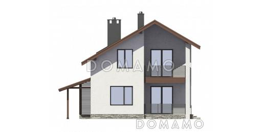 Проект  стильного дома из пеноблоков  с навесом для машины / Фасад 3