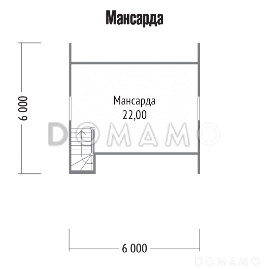 Проект дома 6х6 из клееного бруса / План мансардного этажа