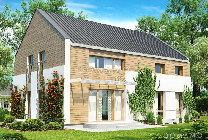 Проект удобного двухэтажного коттеджа из газобетона с кабинетом и просторной гостиной