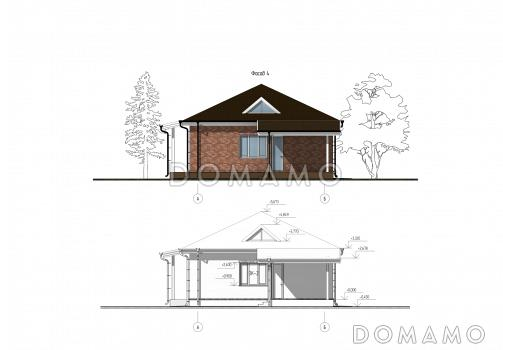 Проект дома с тремя спальнями, кухней-гостиной, большой прихожей и котельной / Фасад 4