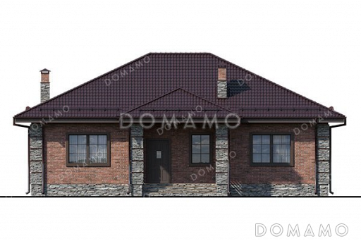 Проект одноэтажного дома с просторной кухней-гостиной / Фасад 2