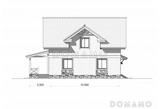 Проект коттеджа с квадратным планом / Фасад 2 Проект коттеджа с квадратным планом / Фасад 2