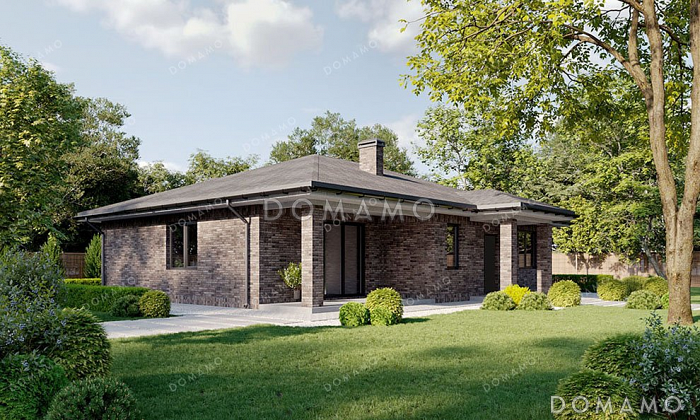 Проект компактного одноэтажного дома с террасой Проект компактного одноэтажного дома с террасой