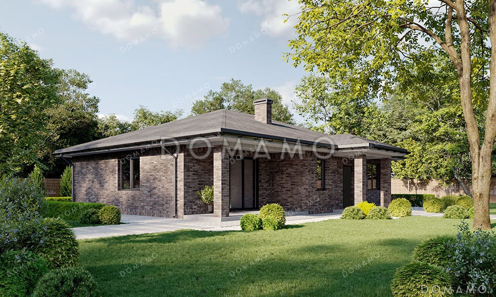 Проект компактного одноэтажного дома с террасой / 1