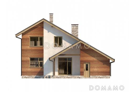 Проект загородного дома с мансардой и гаражом для двух автомобилей / Фасад 3