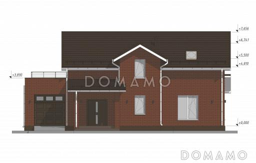 Проект двухэтажного дома с четырьмя спальнями и гаражом на одну машину S-204 / Фасад 1