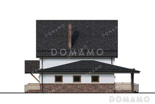 Проект одноэтажного дома с мансардой и гаражом на два автомобиля / Фасад 2