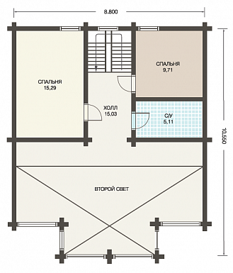 Проект дома с мансардой из клееного бруса с большим вторым светом / План мансардного этажа Проект дома с мансардой из клееного бруса с большим вторым светом / План мансардного этажа
