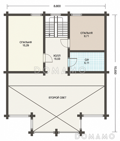 Проект дома с мансардой из клееного бруса с большим вторым светом / План мансардного этажа Проект дома с мансардой из клееного бруса с большим вторым светом / План мансардного этажа