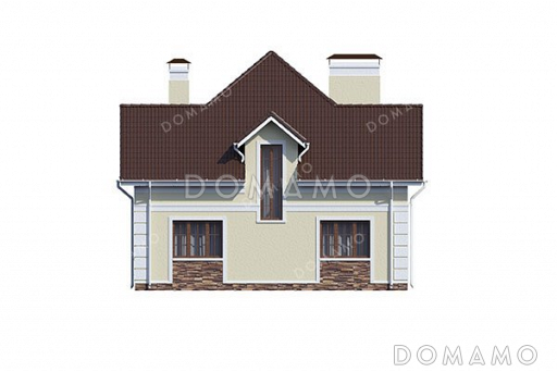 Проект одноэтажного дома с мансардой и тремя спальнями / Фасад 4