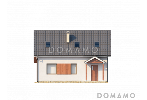 Проект уютного мансардного дома из газобетона с тремя спальнями и кабинетом / Фасад 1