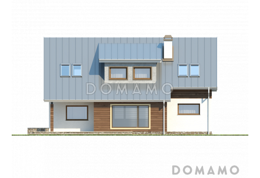 Проект одноэтажного мансардного дома из кирпича с кабинетом, тремя спальнями и гаражом / Фасад 2