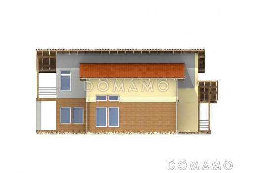 Проект каркасного дома с навесом для машины / Фасад 4