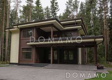 Проект двухэтажного дома из клееного бруса с парной и навесом для авто Проект двухэтажного дома из клееного бруса с парной и навесом для авто