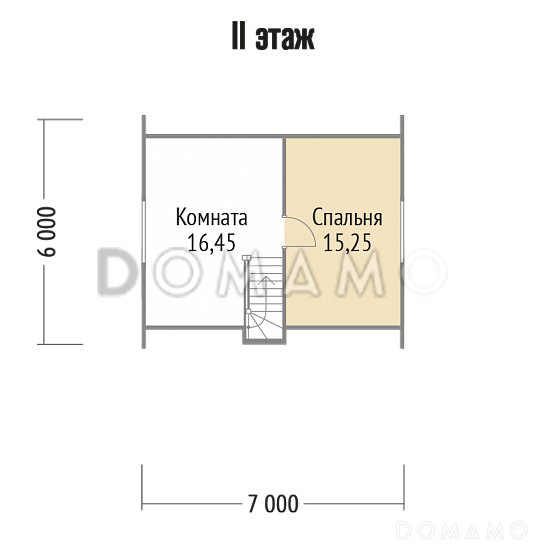 Проект каркасного дома с двухцветной отделкой фасада / План мансардного этажа