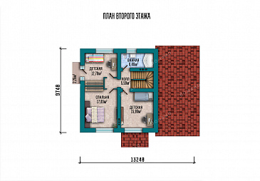 Проект дома с тремя спальнями, гаражом на один автомобиль и мастерской / План мансардного этажа