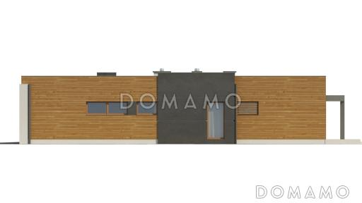 Проект просторного современного одноэтажного дома из газобетона с гаражом и тремя спальнями / Фасад 3