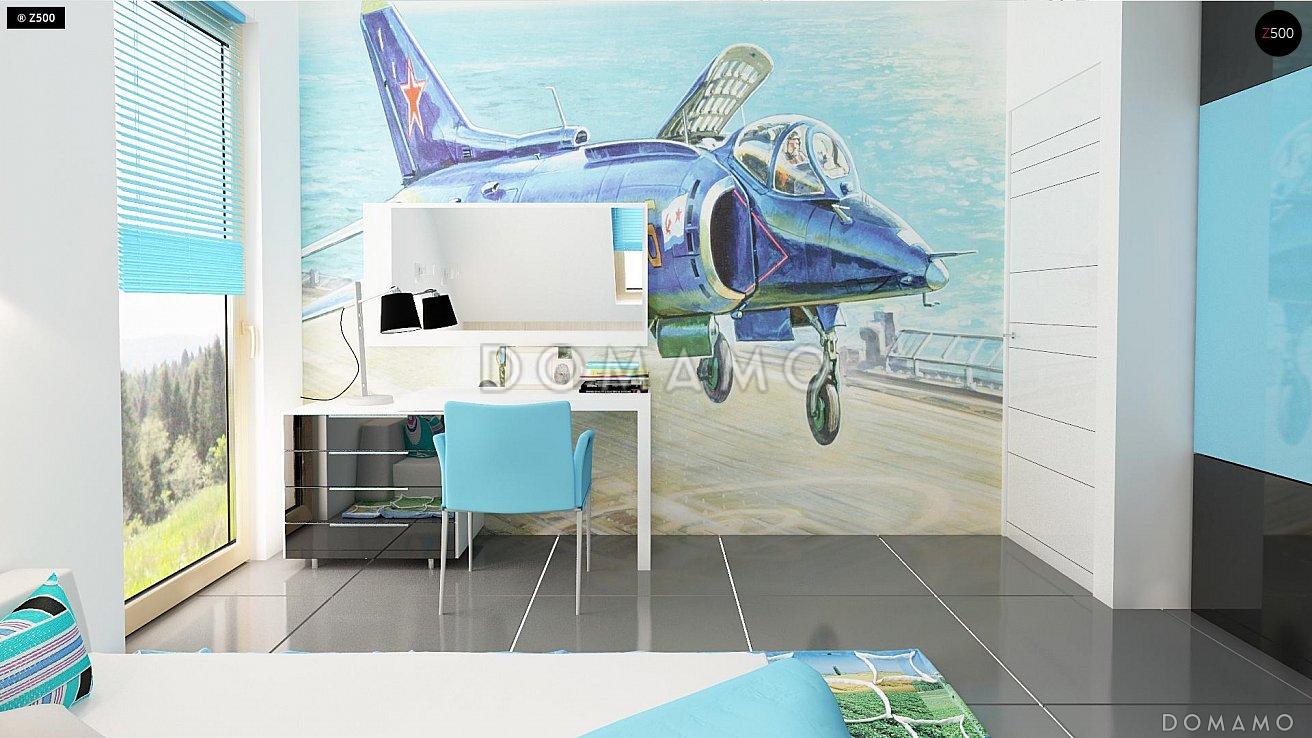 Проект дома из газобетона с мансардой, камином, кабинетом и гаражом / 15