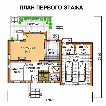 Проект дома из пеноблоков с бассейном, спортзалом и небольшой сауной / План 1 этажа Проект дома из пеноблоков с бассейном, спортзалом и небольшой сауной / План 1 этажа