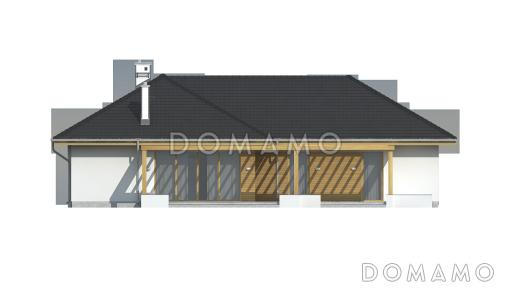 Проект одноэтажного дома из газобетона с просторной гостиной и гаражом на два автомобиля / Фасад 2