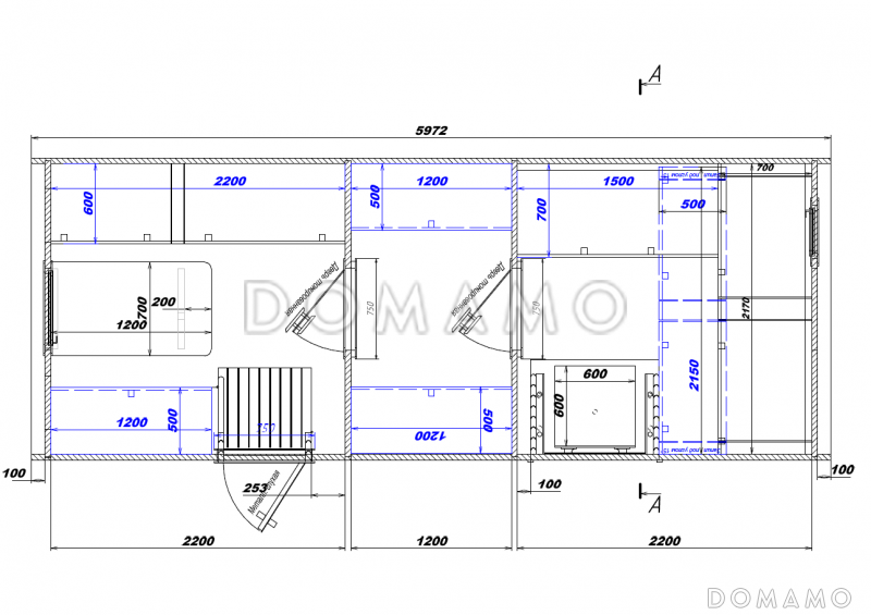Баня бочка Квадро Эксклюзив-СВ / План 1 этажа