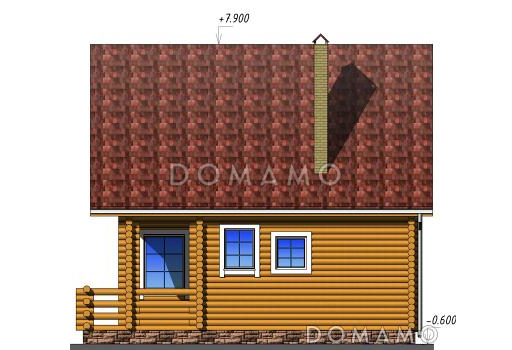 Проект одноэтажного дома из бруса с мансардным этажом / Фасад 4