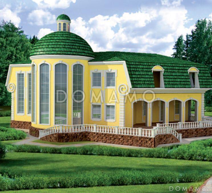 Проект дома в стиле барокко с зеленой крышей / 2