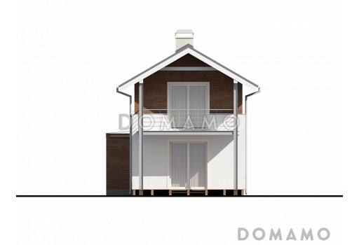 Проект компактного двухэтажного дома из газобетона для строительства на очень узком участке / Фасад 1