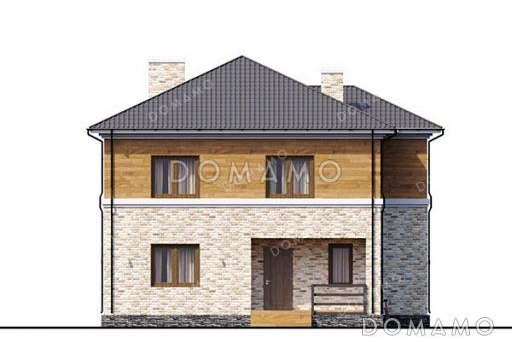 Проект двухэтажного дома с 3 спальнями, кабинетом и гостевой внизу / Фасад 1