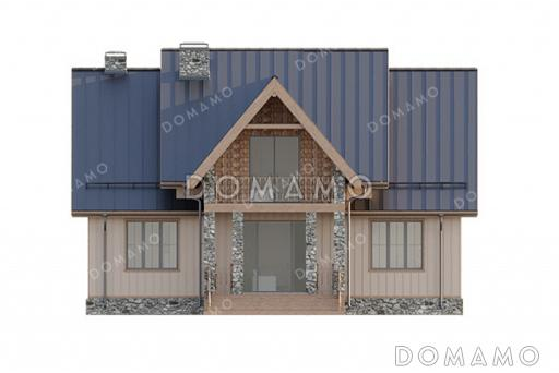 Проект дома с 3 спальнями, зимним садом и кладовой на кухне / Фасад 1