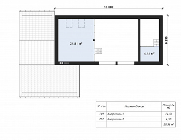 Проект современной бани с просторной гостиной и большой террасой S-93 / План мансардного этажа