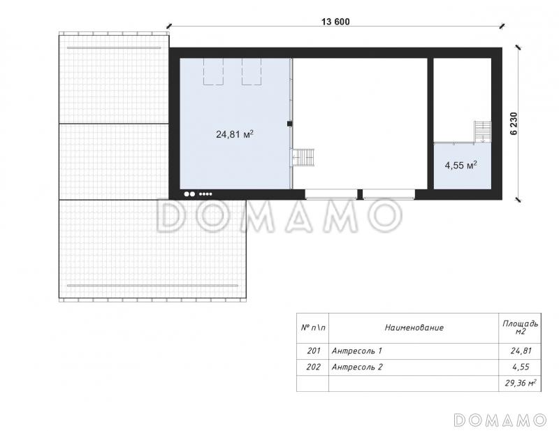 Проект современной бани с просторной гостиной и большой террасой S-93 / План мансардного этажа