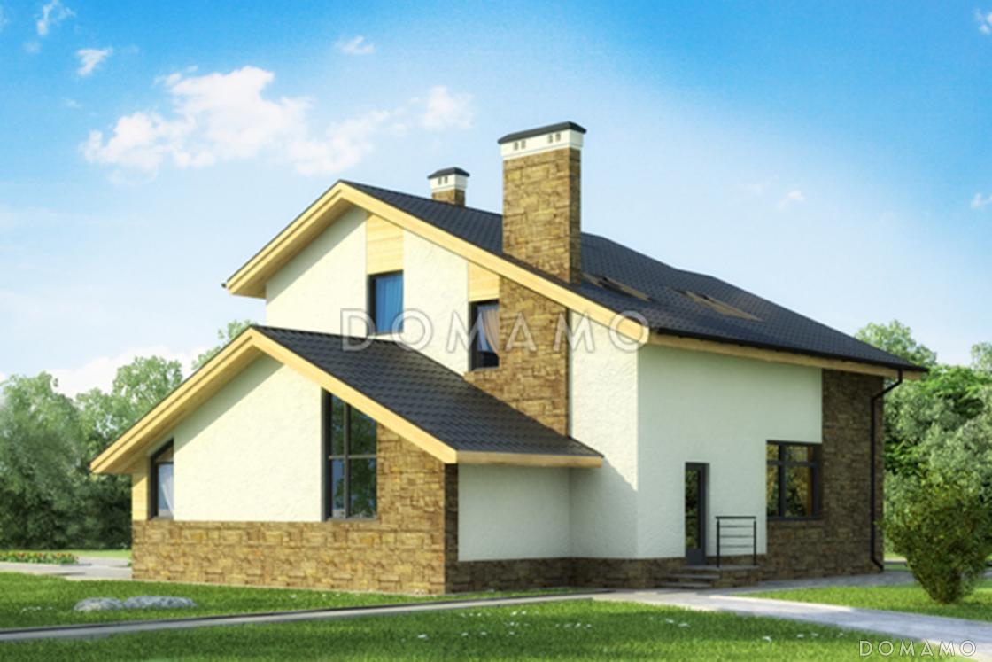 Проект светлого дома с бильярдной и спортзалом в цокольном этаже,  длинным балконом,  панорамными окнами в спальне на мансарде / 2