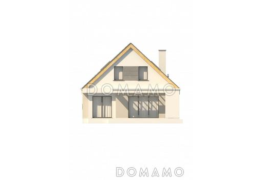 Проект одноэтажного мансардного дома из газобетона с кабинетом,  гаражом и четырьмя спальнями / Фасад 3