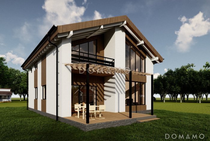 Проект современного дома с 3 спальнями и вторым светом в гостиной Проект современного дома с 3 спальнями и вторым светом в гостиной