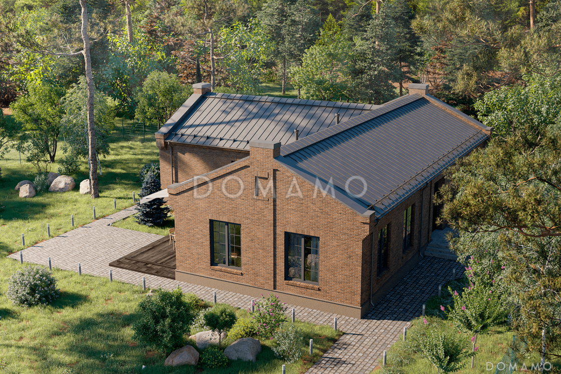 Проект дома с 4 спальнями, кабинетом и просторной дневной зоной с террасой / 3