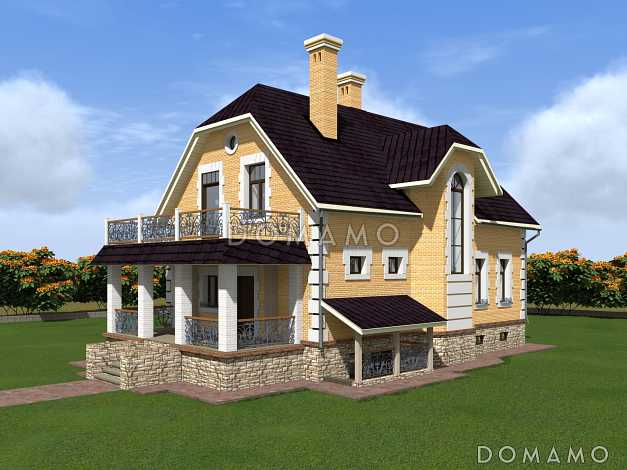 Проект  коттеджа с подвалом и террасой Проект  коттеджа с подвалом и террасой