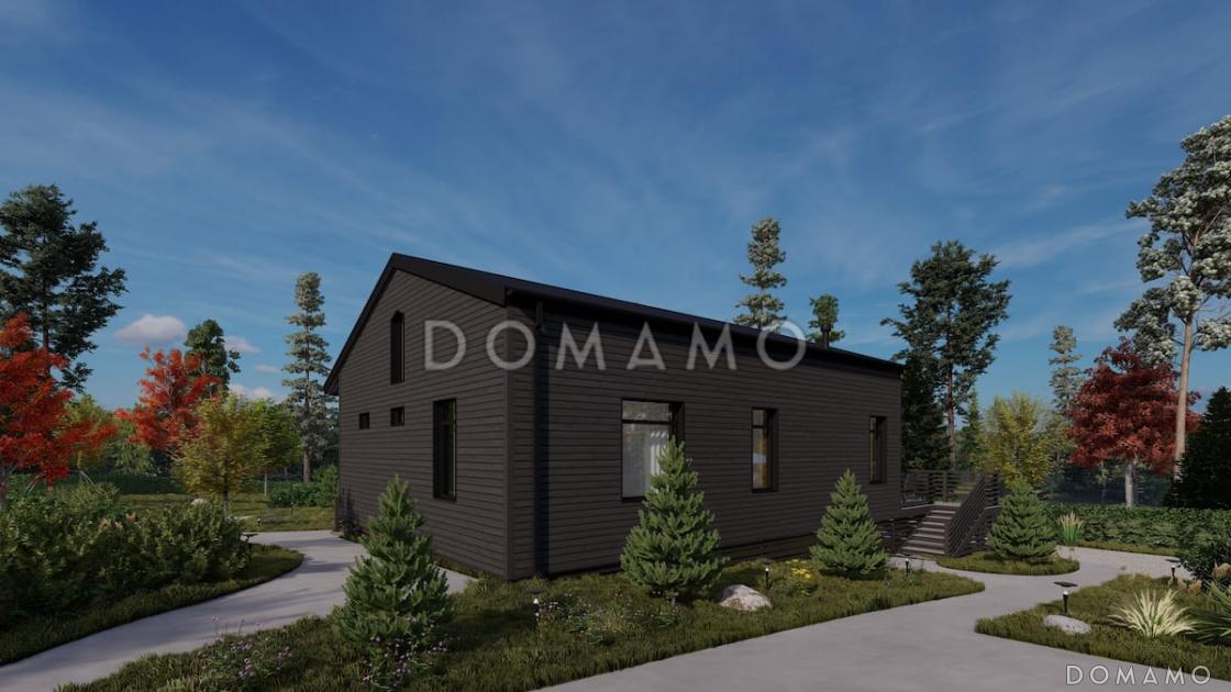 Проект каркасного дома с патио, мансардой и открытой террасой / 4