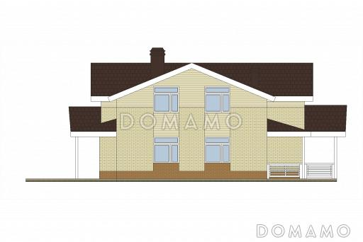 Проект кирпичного дома с просторным холлом на мансардном этаже / Фасад 2