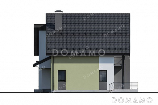 Проект одноэтажного дома с мансардой, террасой и балконами / Фасад 4