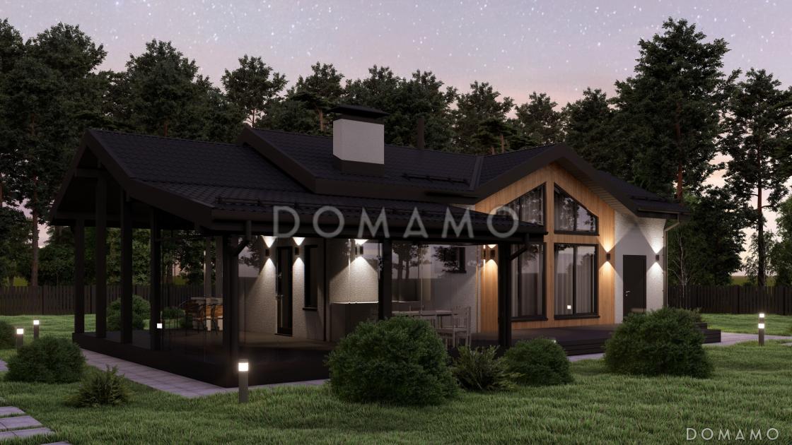 Проект современной бани с просторной гостиной и большой террасой S-93 / 5