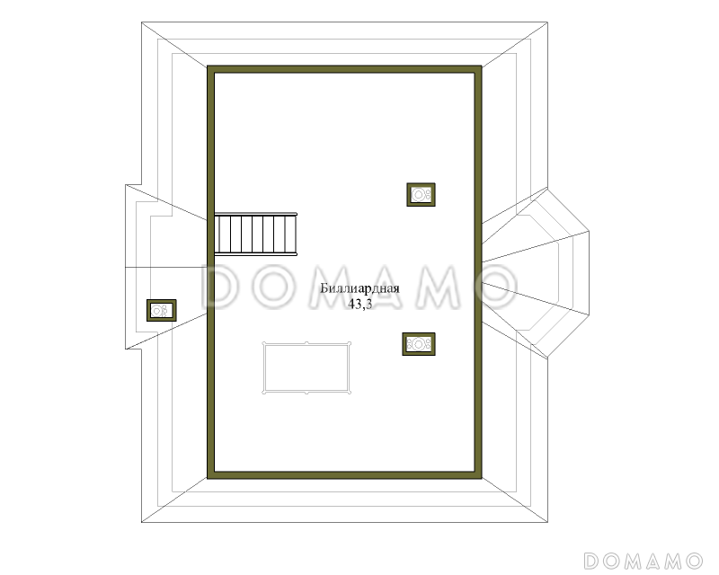 Проект коттеджа в классическом стиле с подвалом / План мансардного этажа