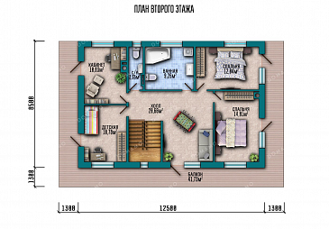 Проект дома с террасой и четырьмя спальнями / План 2 этажа