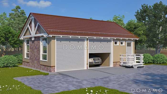 Проект гаража на две машины с хозблоком Проект гаража на две машины с хозблоком