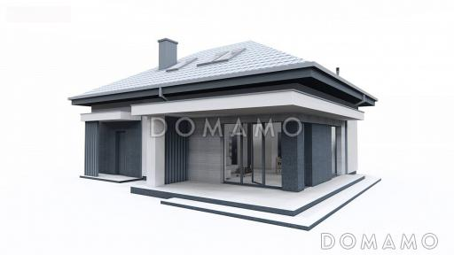 Проект загородного дома с гаражом, кладовой на кухне, мастер-спальней в мансарде / Фасад 3