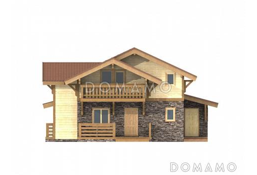 Проект современного каркасного дома с двумя террасами / Фасад 2 Проект современного каркасного дома с двумя террасами / Фасад 2