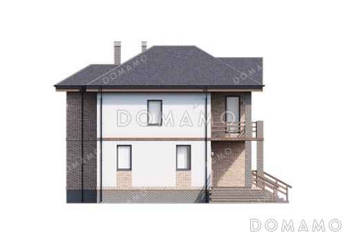 Проект двухэтажного дома с террасой и тремя спальнями / Фасад 2